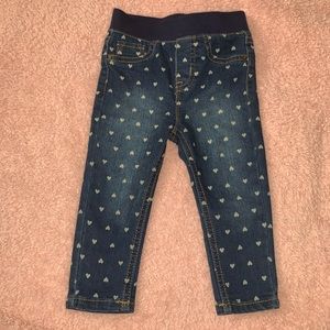 Toddler Girls Heart Stretchy Waist Jeans